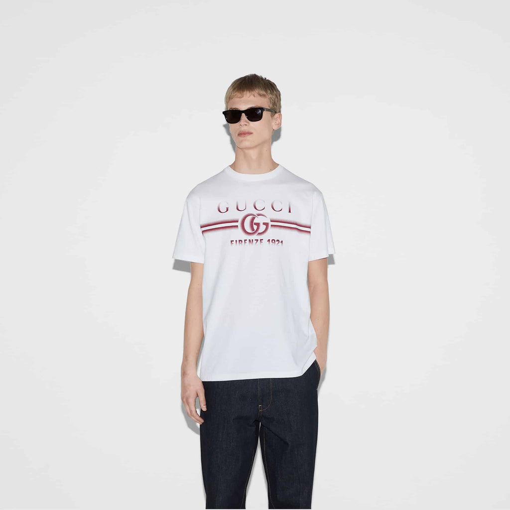 COTTON JERSEY T-SHIRT WITH GUCCI PRINT