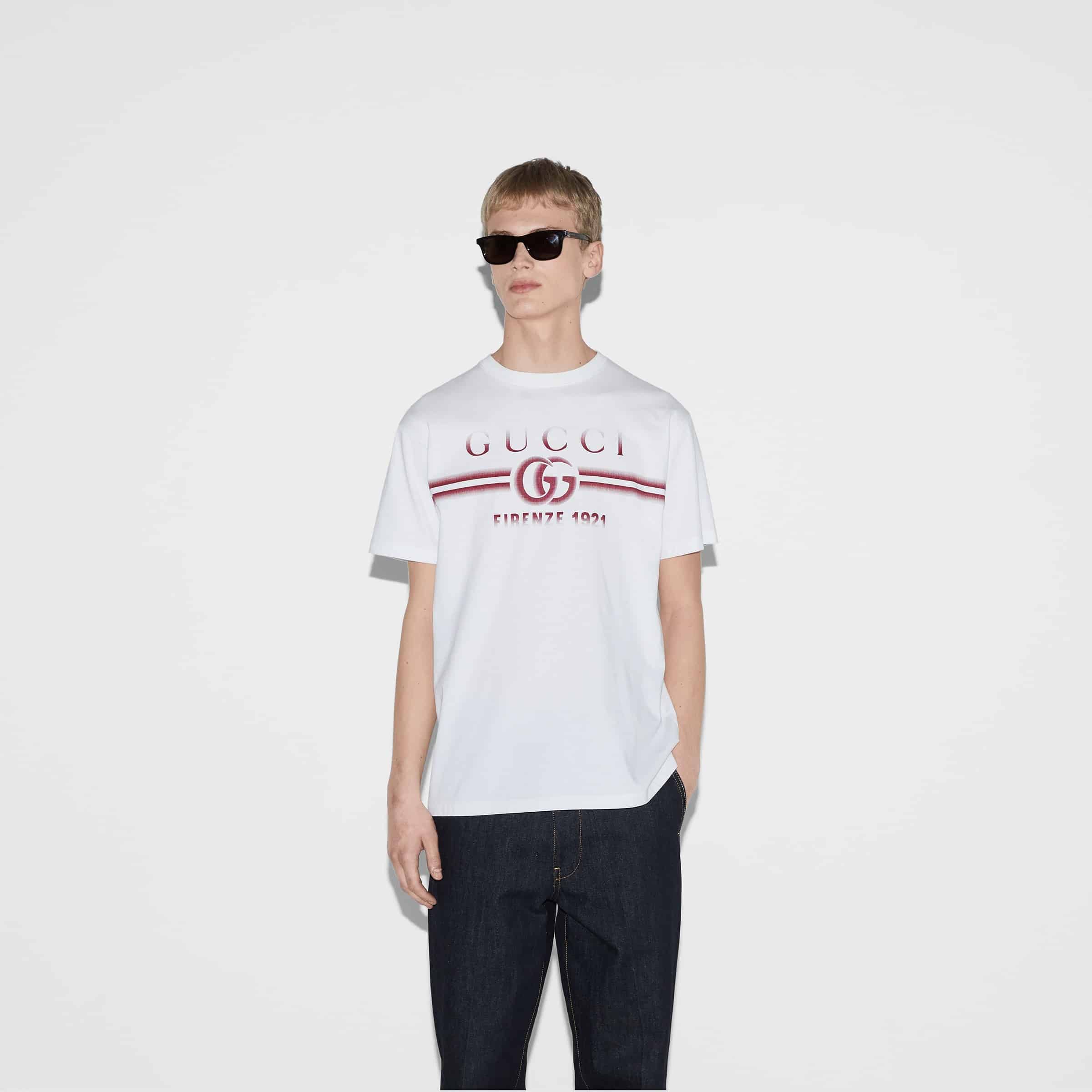 COTTON JERSEY T-SHIRT WITH GUCCI PRINT