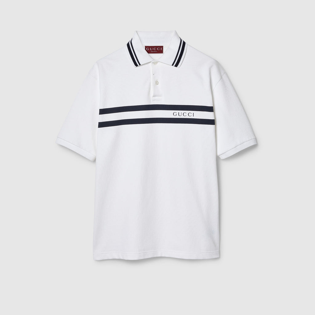 COTTON POLO SHIRT WITH GUCCI PRINT