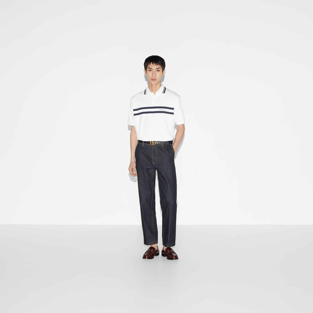 COTTON POLO SHIRT WITH GUCCI PRINT