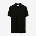 Monogram Motif Cotton Piqué Polo Shirt Black