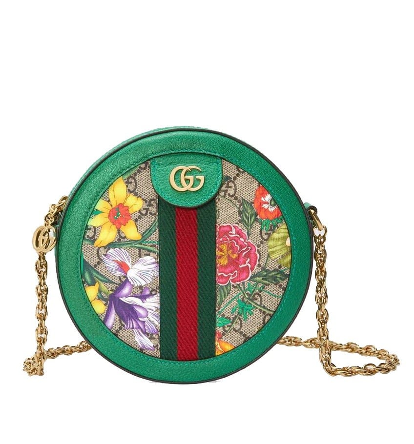Gucci Ophidia GG Flora mini round shoulder bag