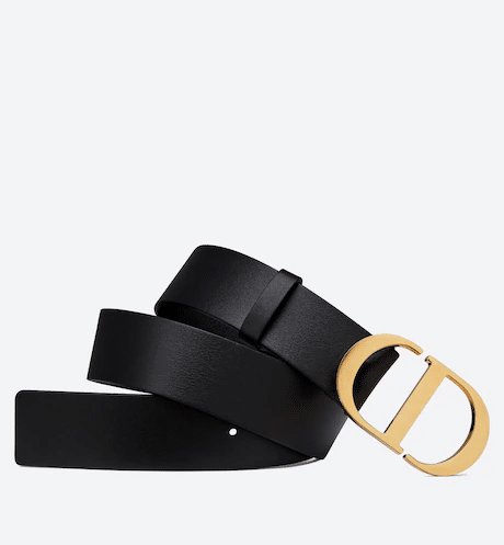 Christian 30 Montaigne Belt Black Smooth Calfskin, 35 MM