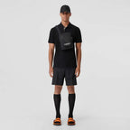 Monogram Motif Cotton Piqué Polo Shirt Black