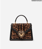 DOLCE &amp; GABBANA MEDIUM DEVOTION BAG CALFSKIN WITH LEOPARD PRINT