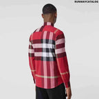 Burberry Check Stretch Cotton Red Poplin Shirt