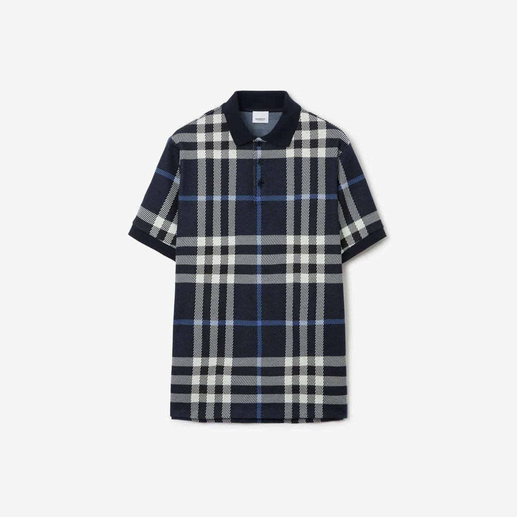 Check Cotton Polo ShirtPrice undefined Colour: White/Dark Blue