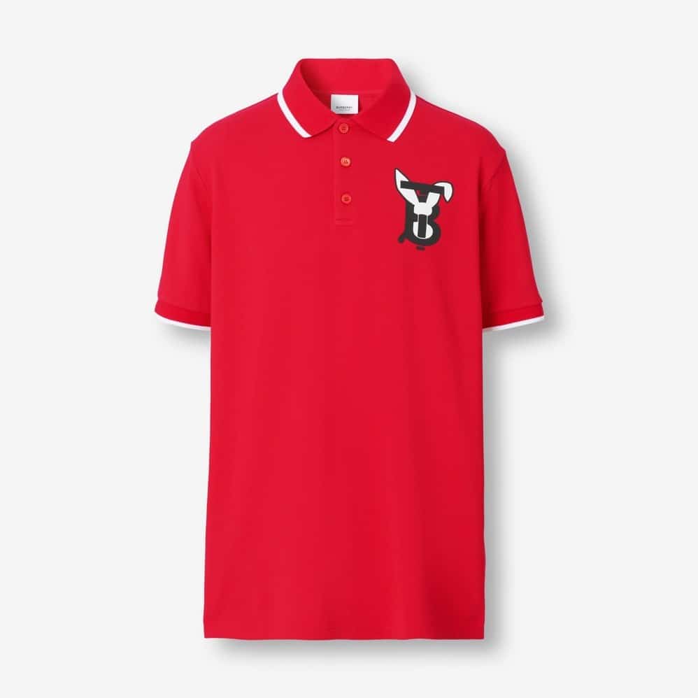 Rabbit Print Cotton Piqué Polo Shirt
