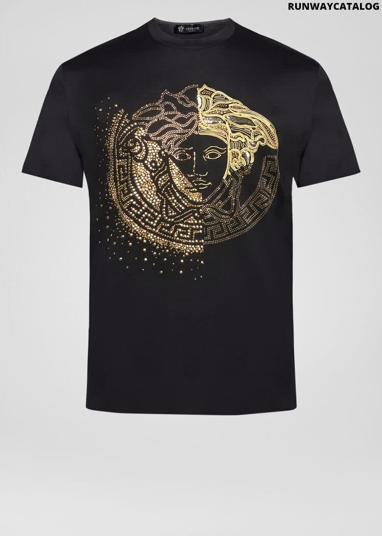 Versace Embroidered Crystal Medusa T-Shirt