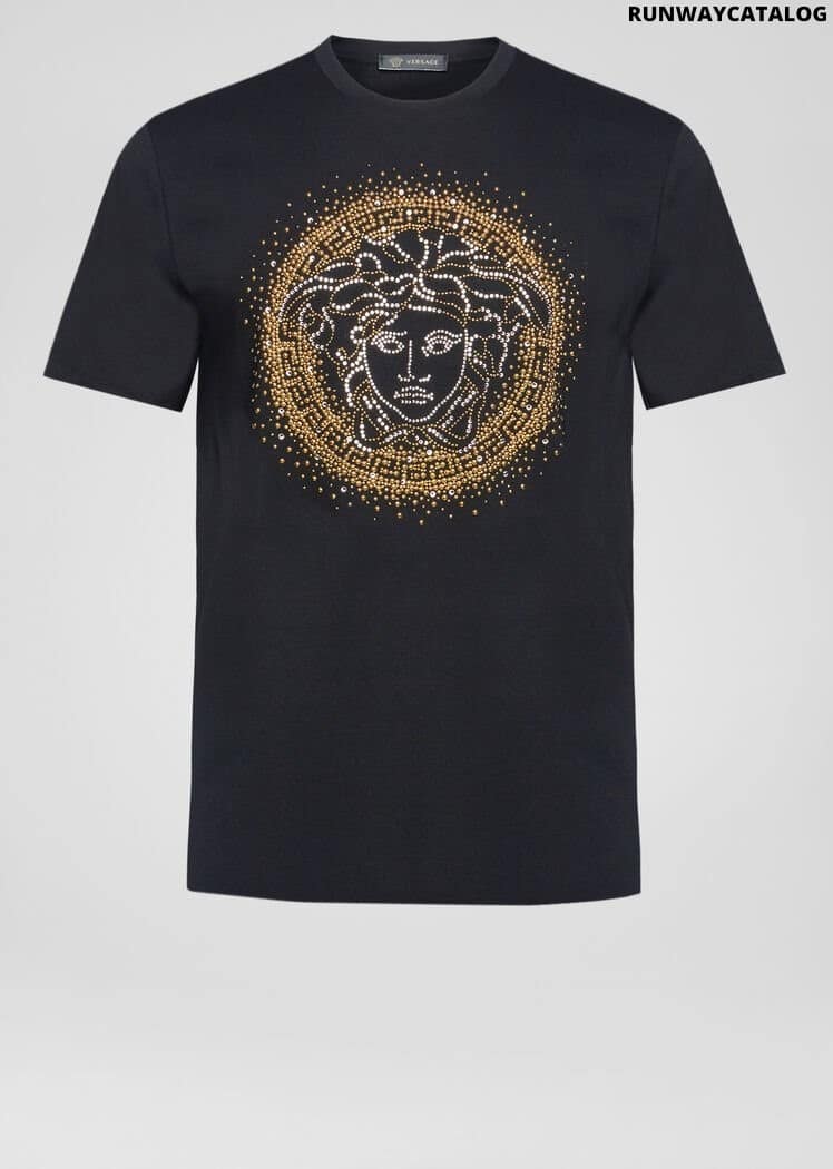 Versace Embellished Medusa Logo T-Shirt