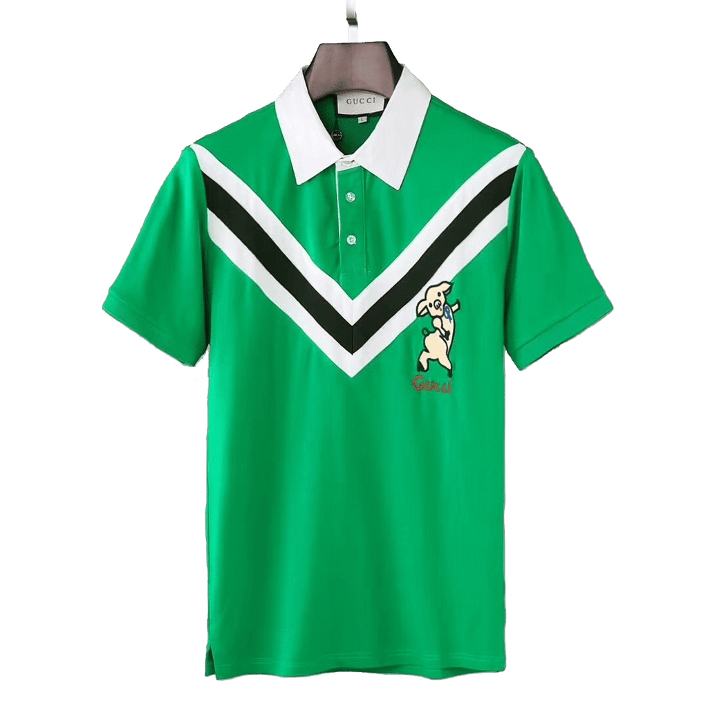 Gucci Chevron polo with piglet T Shirt