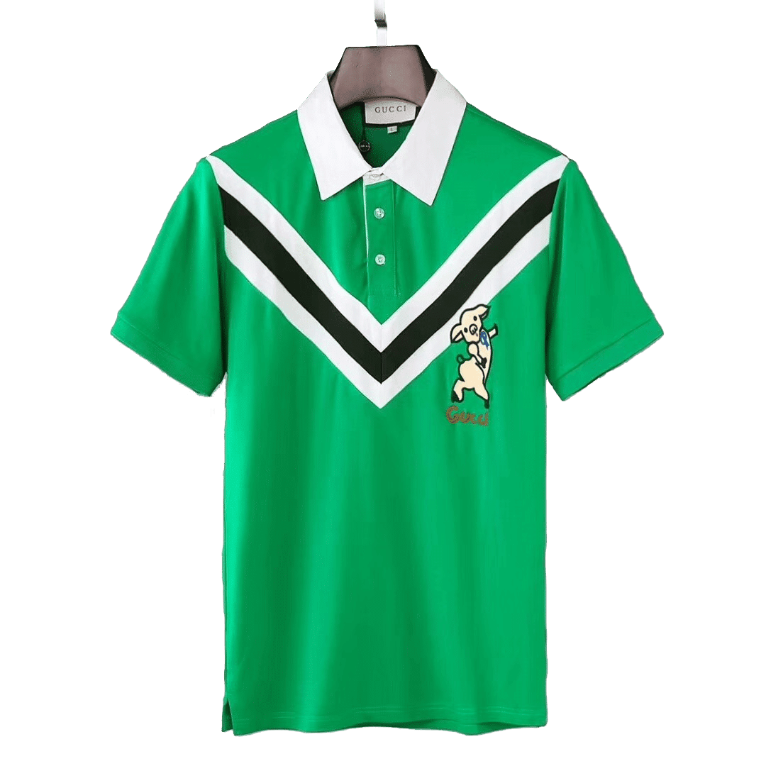 Gucci Chevron polo with piglet T Shirt