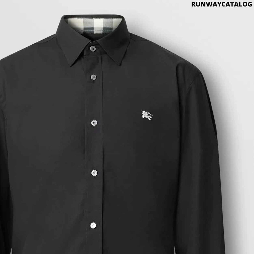 Burberry Embroidered EKD Stretch Cotton Poplin Shirt