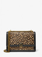 Michael Kors Monogramme Leopard Print Calf Hair Chain Shoulder Bag