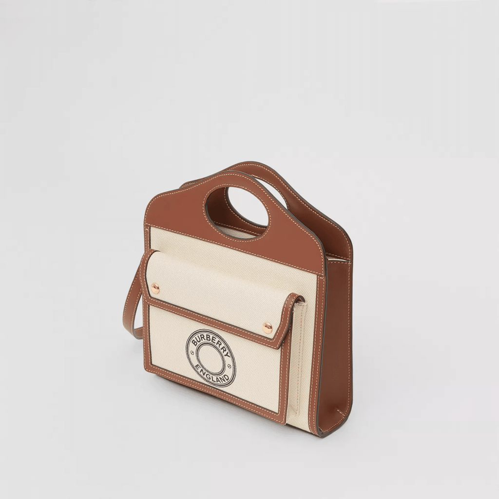 Burberry Mini Logo Graphic Canvas and Leather Pocket Bag
