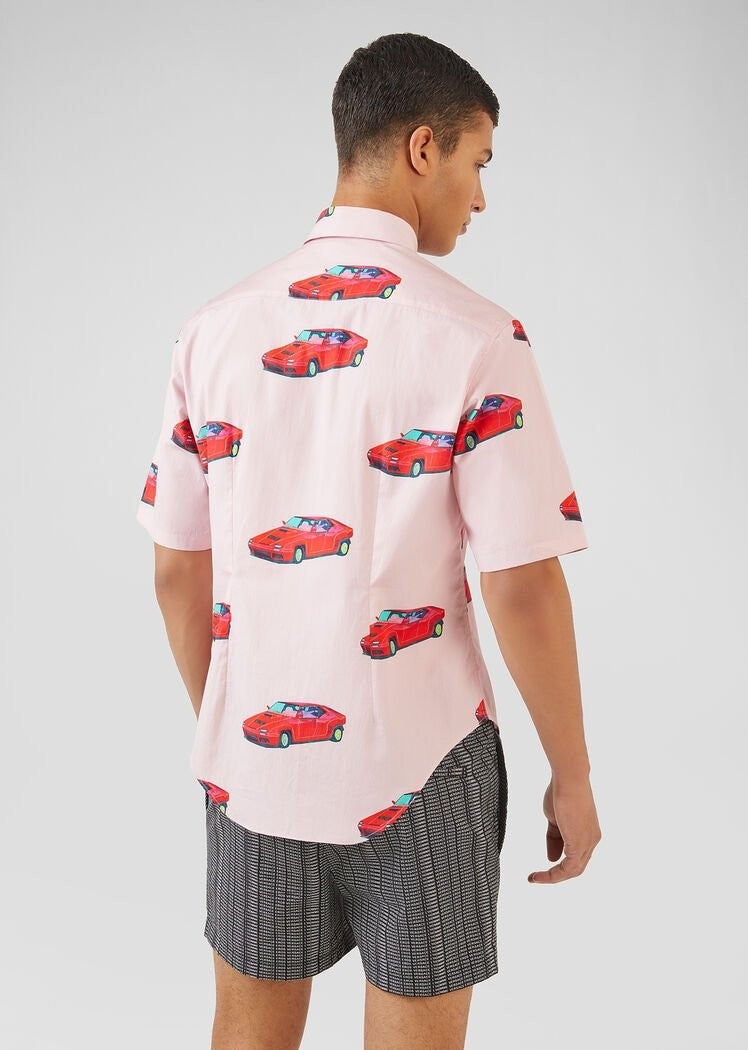 Versace Race Car Print Cotton Shirt
