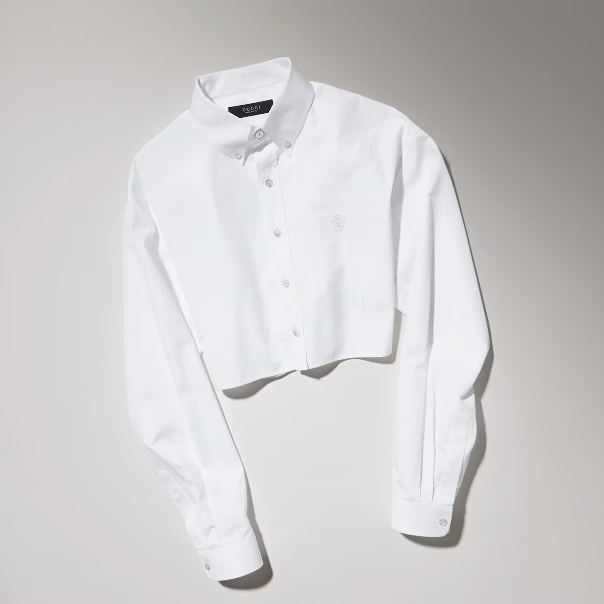 Cropped cotton poplin shirt