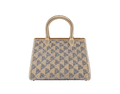 Bvlgari Serpentine Duo Tote Bag in Bright Travertino suede with hand-applied Calla Crystals and snake body-shaped handles.