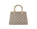 Bvlgari Serpentine Duo Tote Bag in Bright Travertino suede with hand-applied Calla Crystals and snake body-shaped handles.
