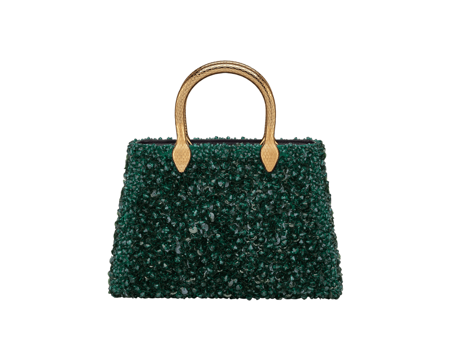 Bvlgari Serpentine Duo Tote Bag – Forest Emerald Mosaic Embroidery Satin
