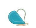 Bvlgari Serpenti Cuore 1968 top handle bag in feroza turquoise calf leather with a serpentine metallic handle and multicolored enamel details.