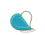 Bvlgari Serpenti Cuore 1968 top handle bag in feroza turquoise calf leather with a serpentine metallic handle and multicolored enamel details.