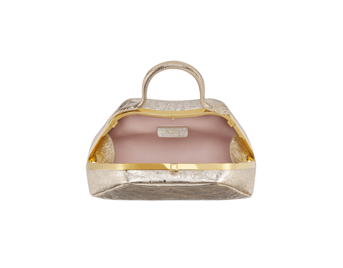 Bvlgari Serpentine Mini Top Handle Bag – Light Gold Metallic Ostrich