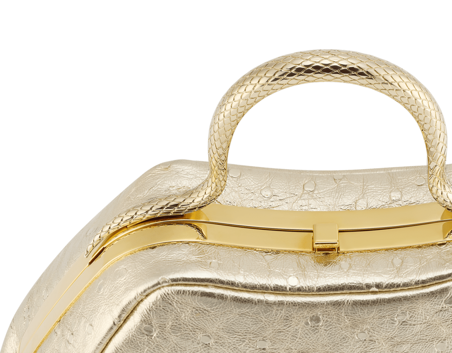 Bvlgari Serpentine Mini Top Handle Bag – Light Gold Metallic Ostrich