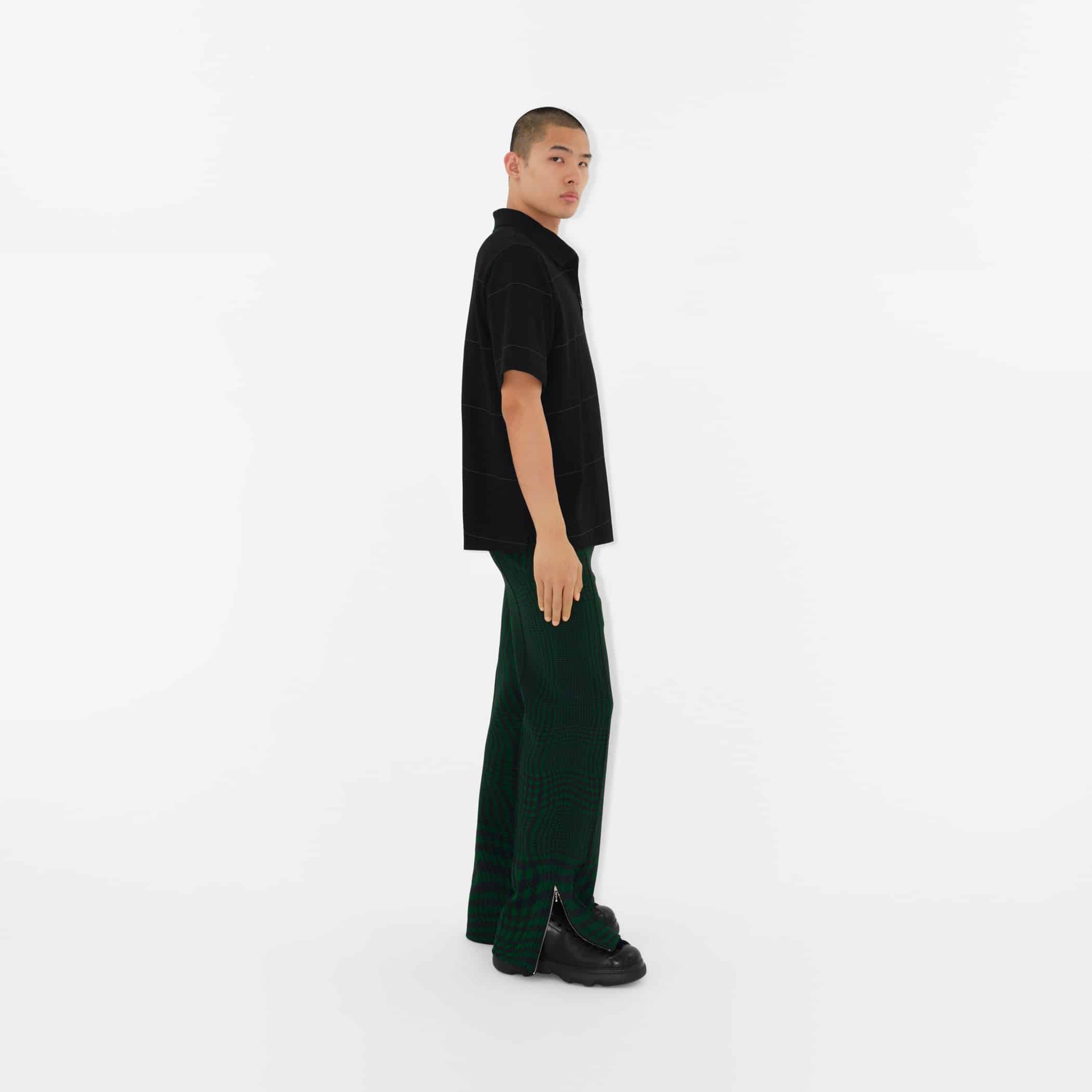 Striped Cotton Polo ShirtPrice undefined Colour: Black