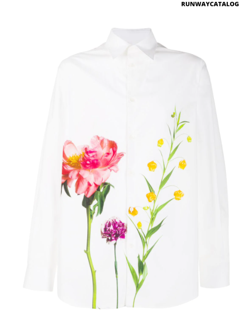 Valentino floral print detail cotton shirt