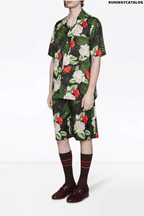 Gucci leaf-print short-sleeved shirt