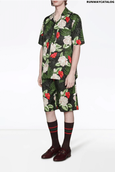 Gucci leaf-print short-sleeved shirt
