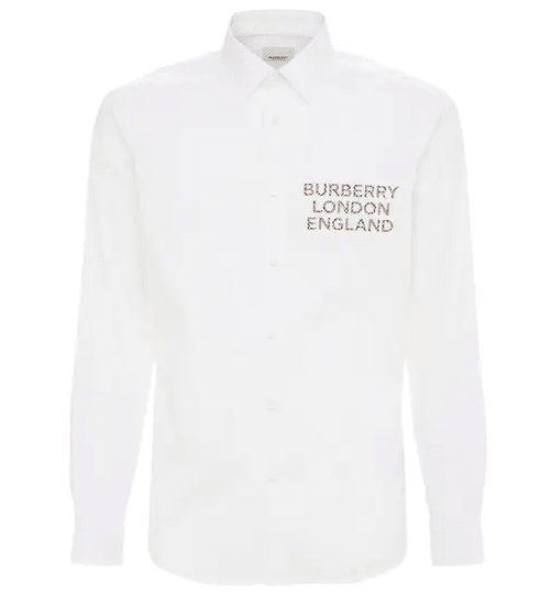BURBERRY SYMONDS LOGO PRINT STRETCH POPLIN SHIRT