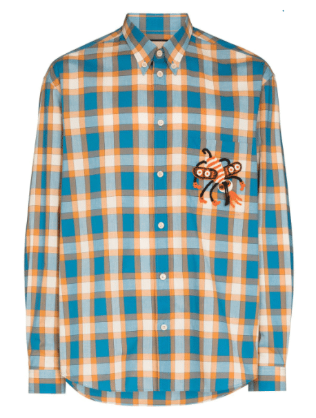 Gucci GCCI CHECKERED FLANNEL LS SHT BLU
