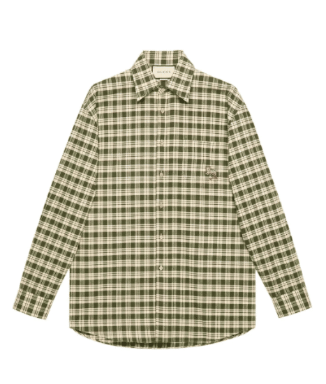 Gucci cat-patch checked shirt