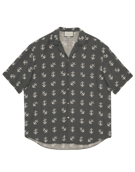 Gucci anchor print bowling shirt