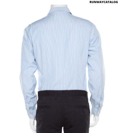 GUCCI Gucci Blue and White Striped Floral Printed Long Sleeve Skinny Shirt L