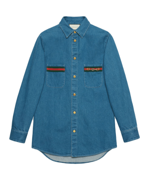 Gucci Web-detail long-sleeve denim shirt