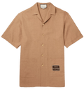 GUCCI Camp-Collar Appliquéd Hopsack Shirt