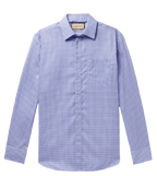 GUCCI Logo-Embroidered Checked Cotton-Poplin Shirt