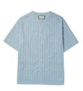 GUCCI Collarless Striped Cotton-Jacquard Shirt