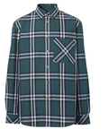 BURBERRY Green Check Cotton Poplin Shirt