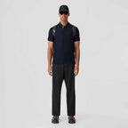 Monogram Motif Cotton Piqué Polo Shirt Dark Blue