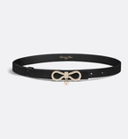 Dior Le Nœud de Dior Belt in black calfskin with a crystal-encrusted pale gold buckle and white CD resin pearl.