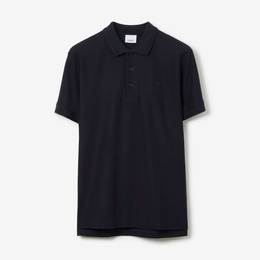Monogram Motif Cotton Piqué Polo Shirt Dark Blue