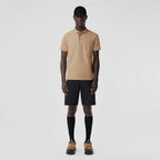Monogram Motif Cotton Piqué Polo Shirt Soft Fawn