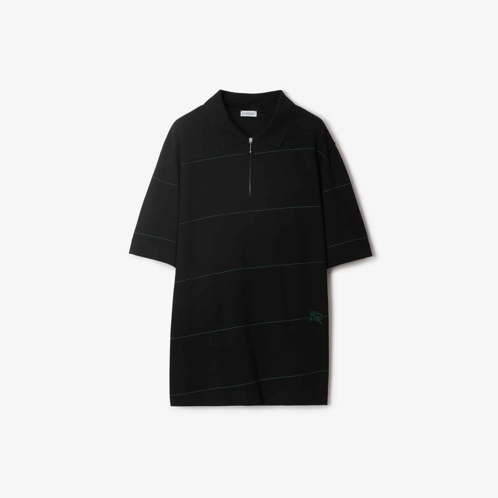 Striped Cotton Polo ShirtPrice undefined Colour: Black