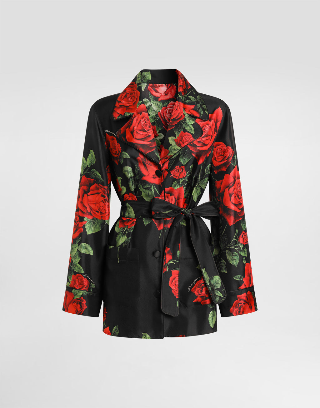 Rose-print vanity twill shirt