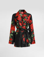 Rose-print vanity twill shirt