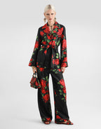 Rose-print vanity twill shirt